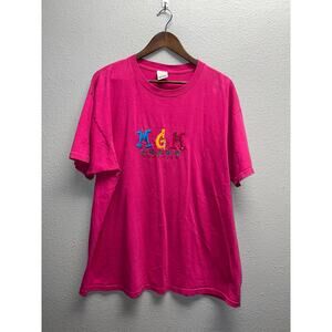 Vintage MGM Grand Shirt Las Vegas Embroidery Pink Tee 90s 1990s Large